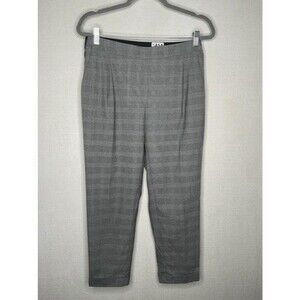 Zara Gray Glen Check Plaid Ankle Trousers Dress Pants Women Size M Casual